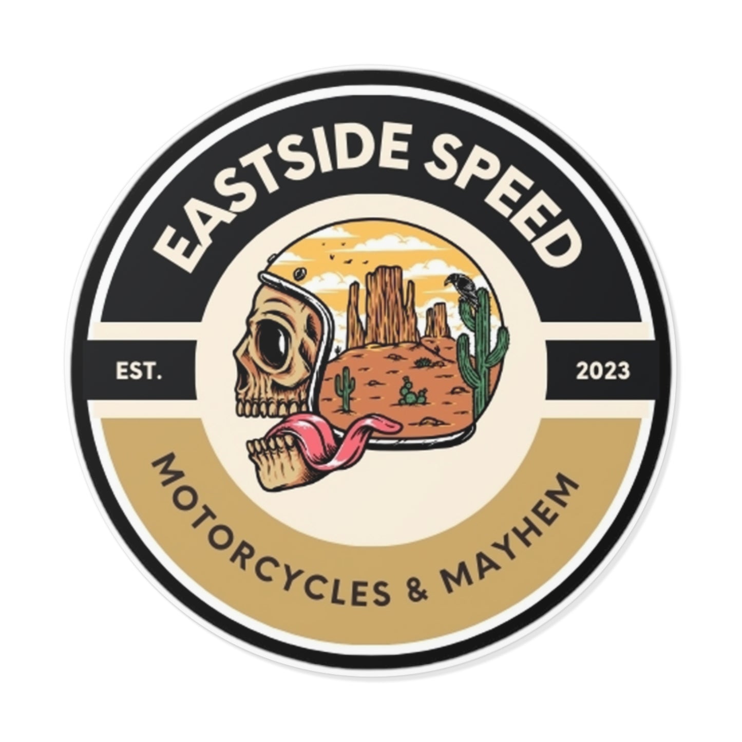 Eastside Speed Skull Logo Round Vinyl Stickers